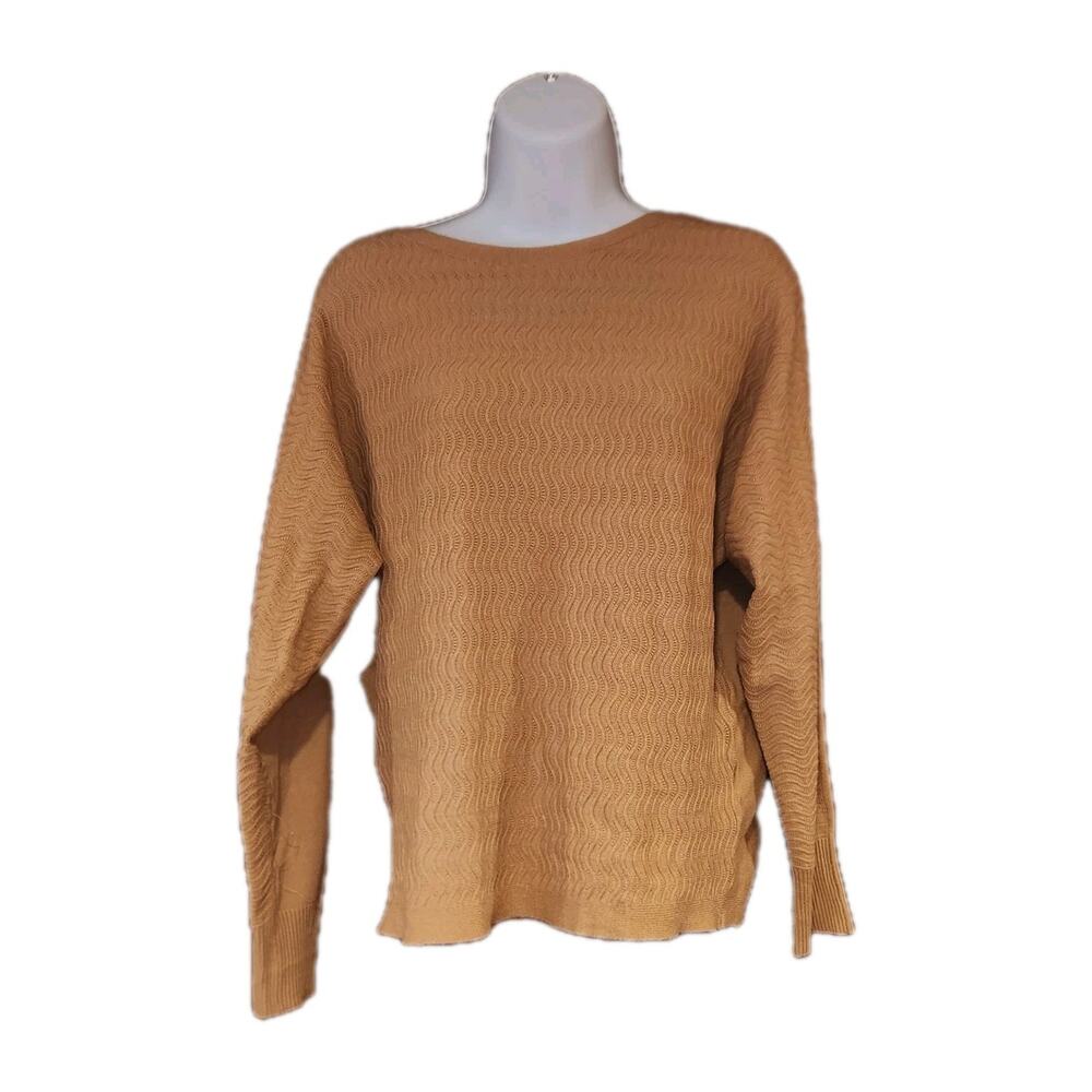 Vila Milano Tan‎ Long Sleeve Waffle Knit Sweater Sz Small